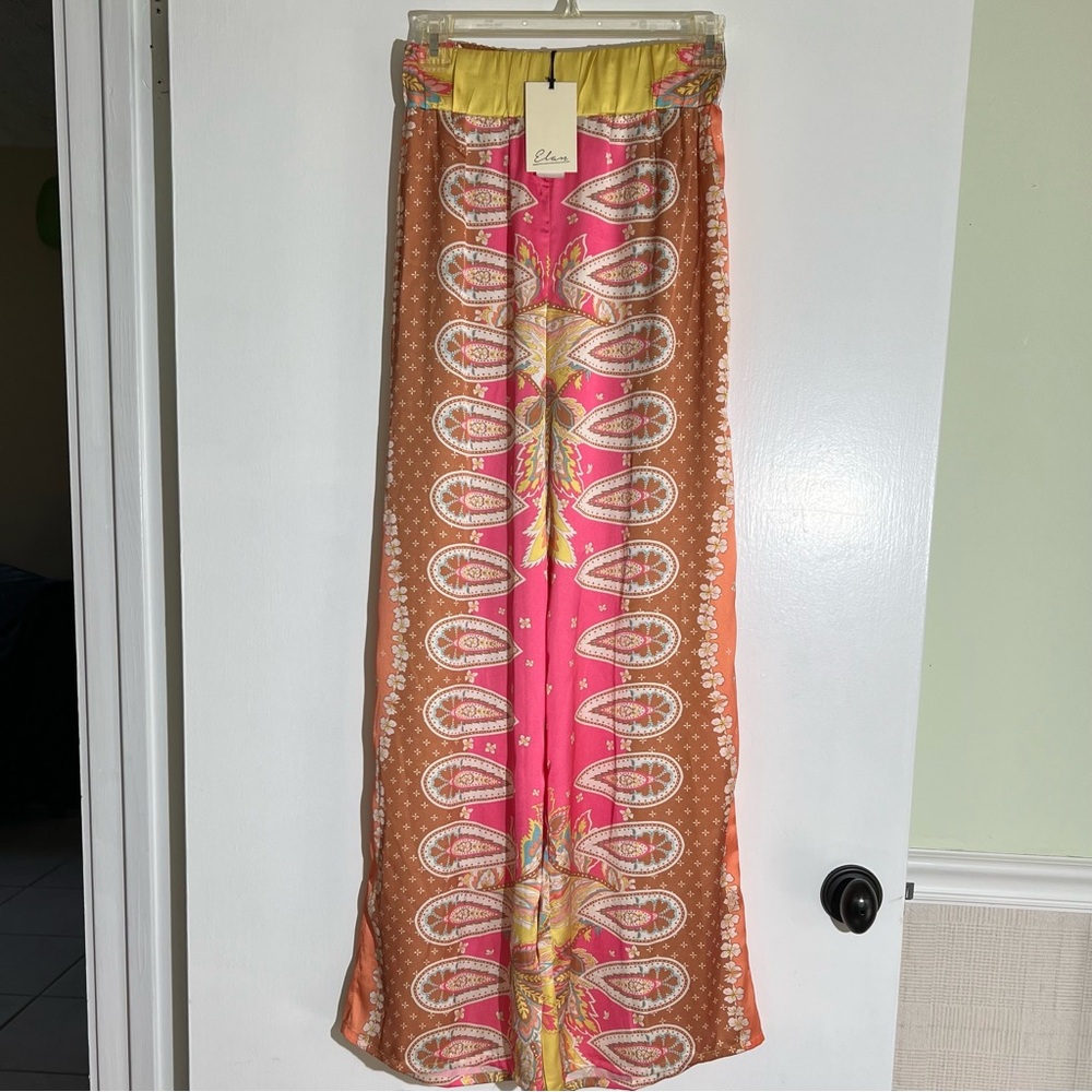 NEW Elan Bali Wide Leg Silky Pants - Picture 4 of 9
